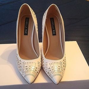 Off white and gold pumps.  Size 6.5.  Worn once.